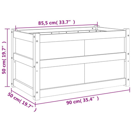 plantekasse 90x50x50 cm massivt fyrretræ hvid