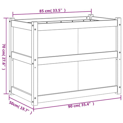 plantekasse 90x50x70 cm massivt fyrretræ hvid