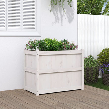 plantekasse 90x50x70 cm massivt fyrretræ hvid