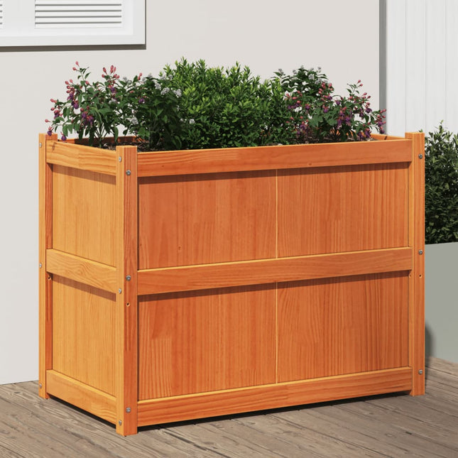 plantekasse 90x50x70 cm massivt fyrretræ gyldenbrun