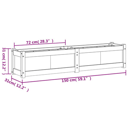 plantekasse 150x31x31 cm massivt fyrretræ