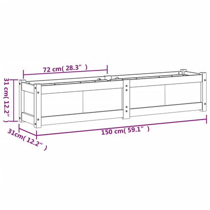 plantekasse 150x31x31 cm massivt fyrretræ hvid