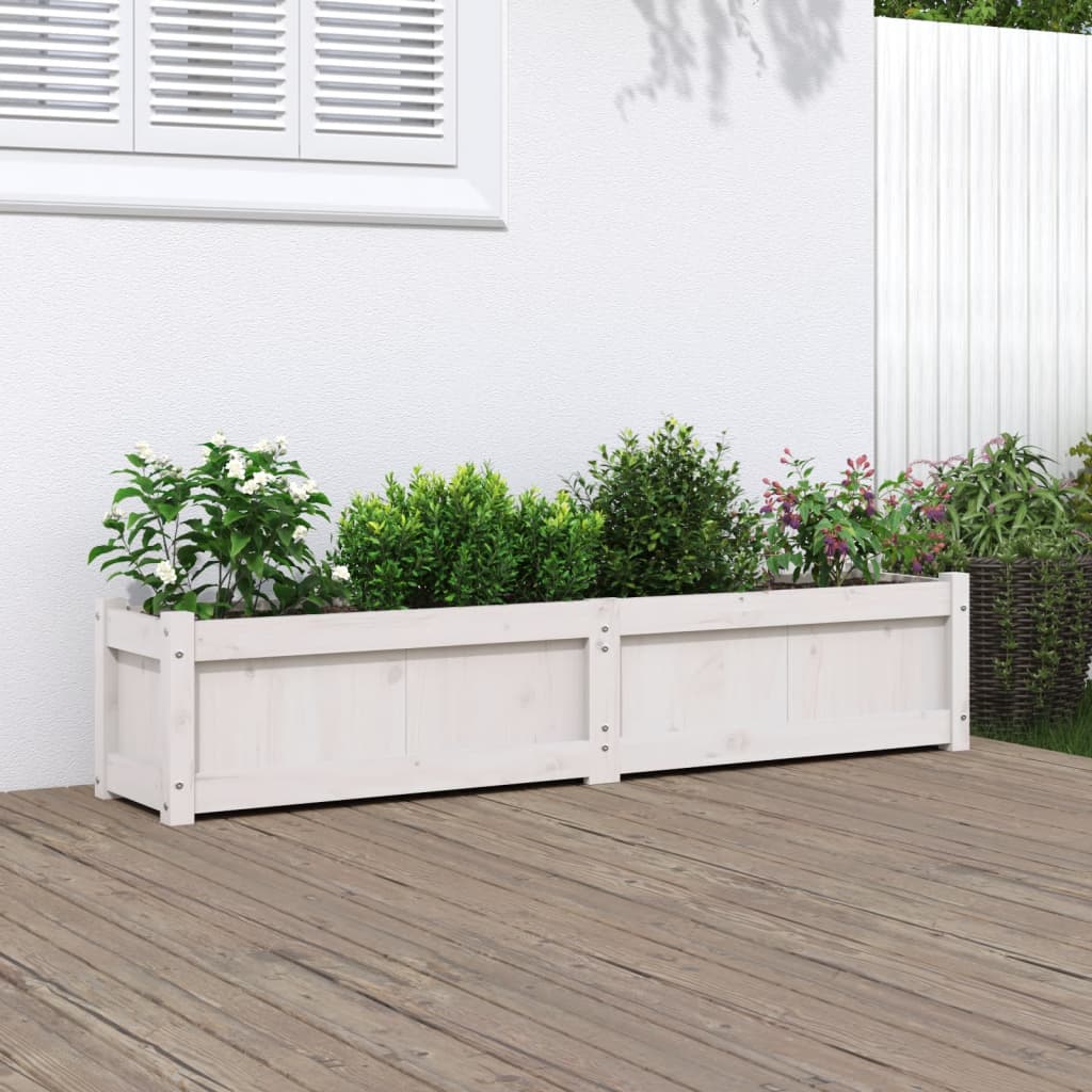 plantekasse 150x31x31 cm massivt fyrretræ hvid