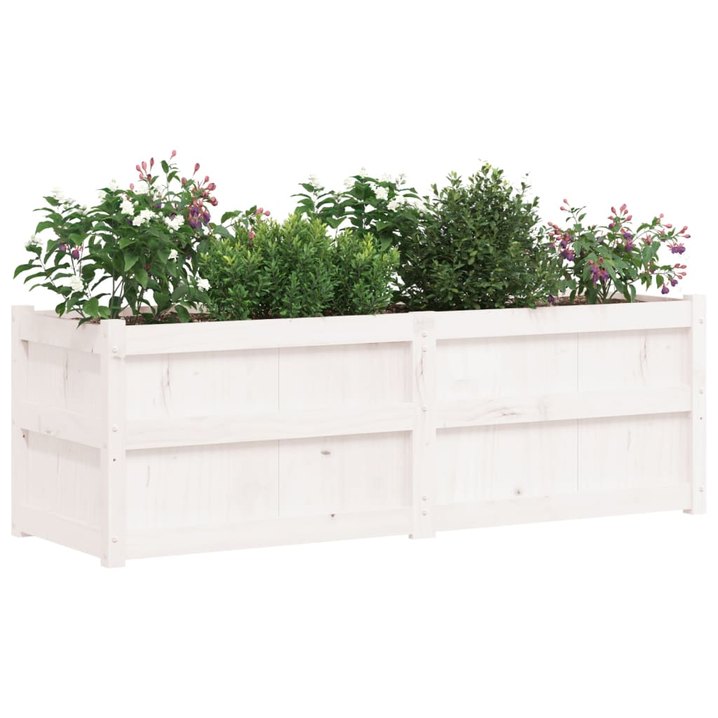 plantekasse 150x50x50 cm massivt fyrretræ hvid