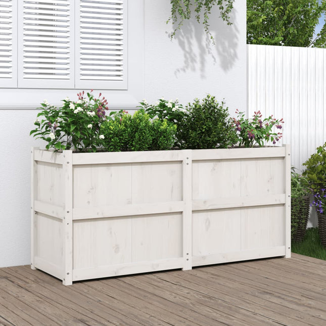 plantekasse 150x50x70 cm massivt fyrretræ hvid