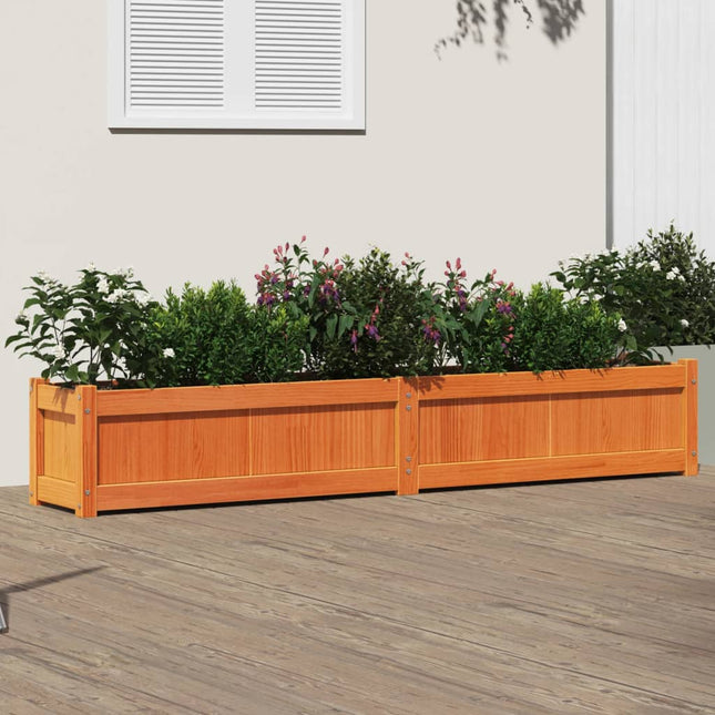 plantekasse 180x31x31 cm massivt fyrretræ gyldenbrun