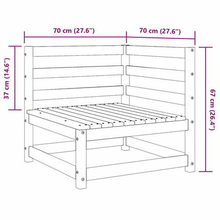 hjørnemodul til havesofa 70x70x67 cm massivt fyrretræ brun