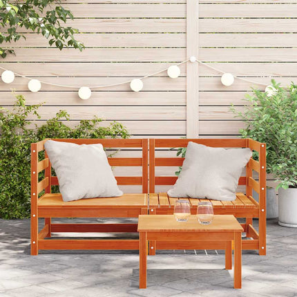 hjørnemoduler til havesofa 2 stk. 70x70x67 cm massivt træ brun