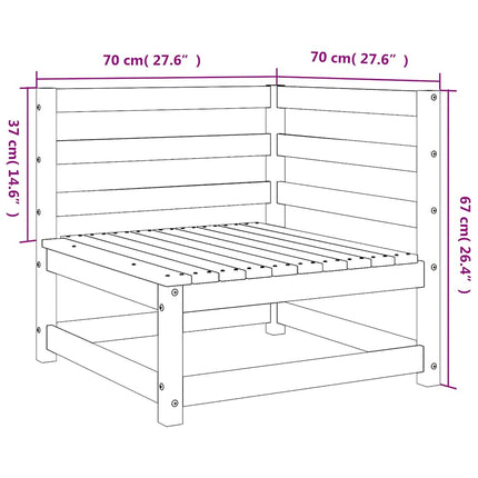 hjørnemoduler til havesofa 2 stk. 70x70x67 cm massivt træ brun