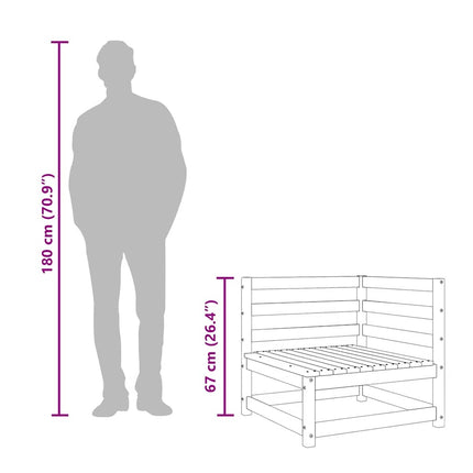 hjørnemoduler til havesofa 2 stk. 70x70x67 cm massivt træ brun