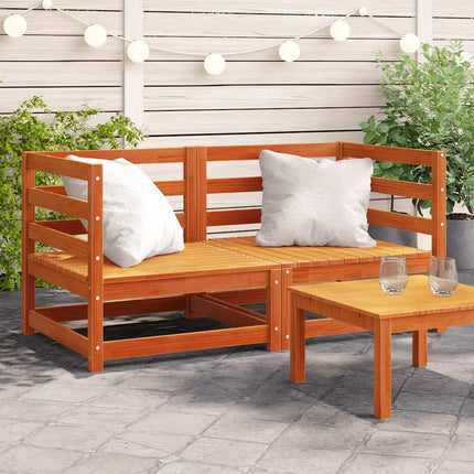hjørnemoduler til havesofa 2 stk. 70x70x67 cm massivt træ brun