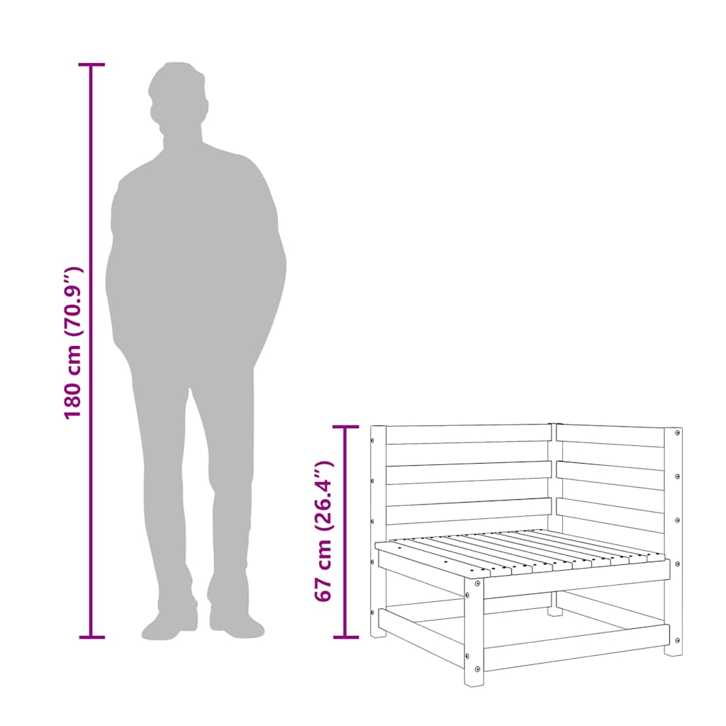 hjørnemoduler 2 stk. til sofa 70x70x67 cm imprægneret fyrretræ
