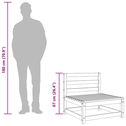 sofamodul til havesofa 70x70x67 cm uden armlæn massivt fyrretræ