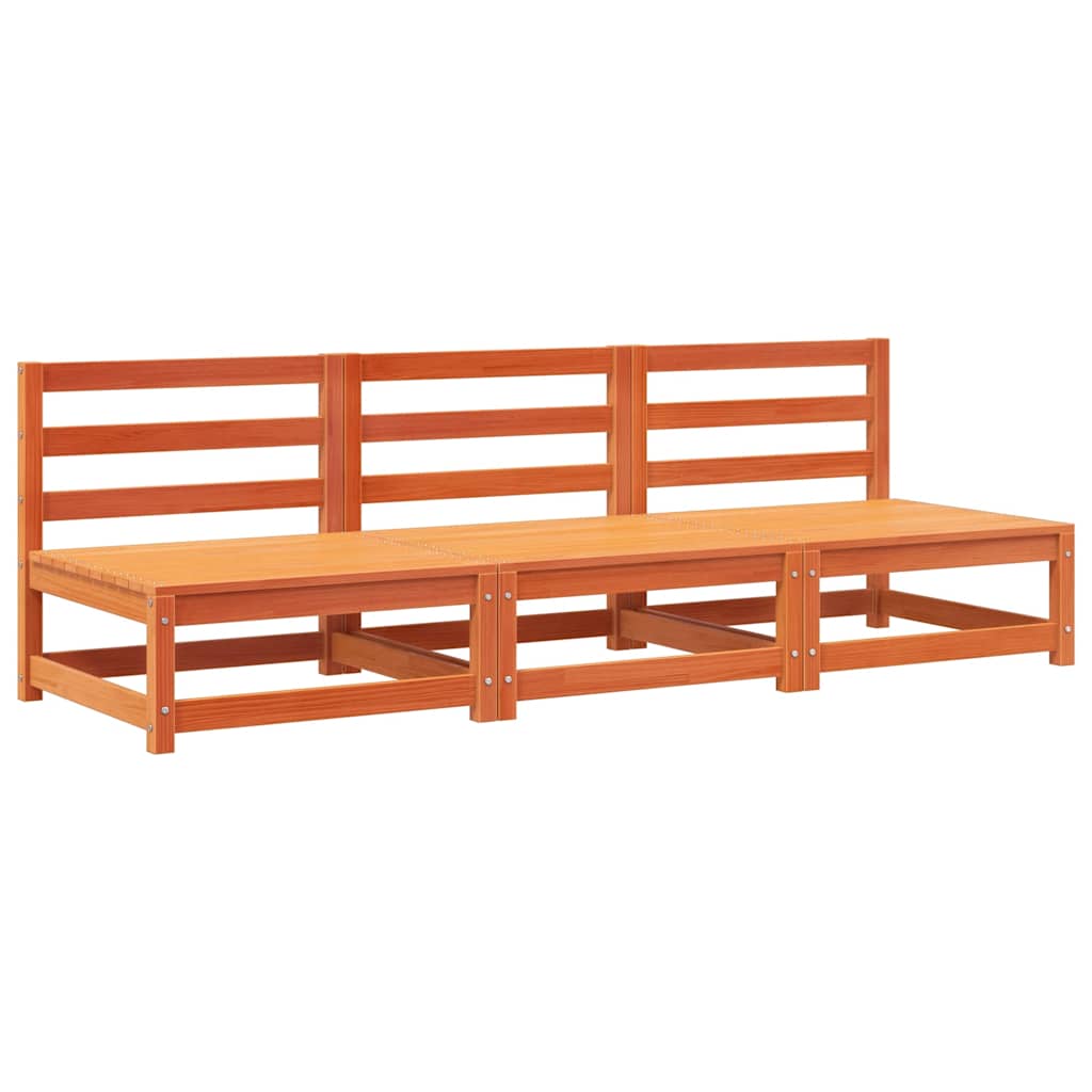 hjørnemoduler u. armlæn 3 stk 70x70x67 cm massivt træ brun