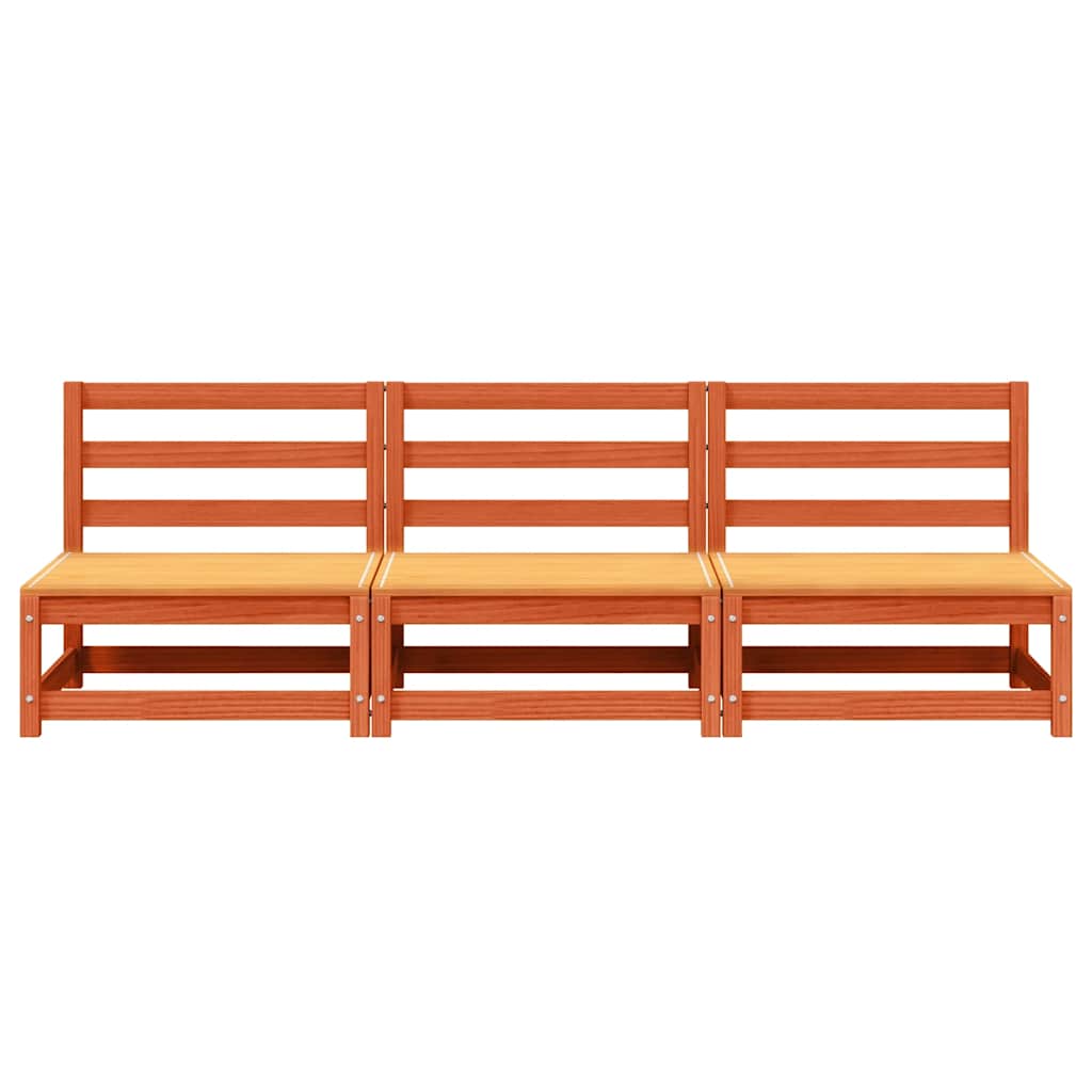 hjørnemoduler u. armlæn 3 stk 70x70x67 cm massivt træ brun