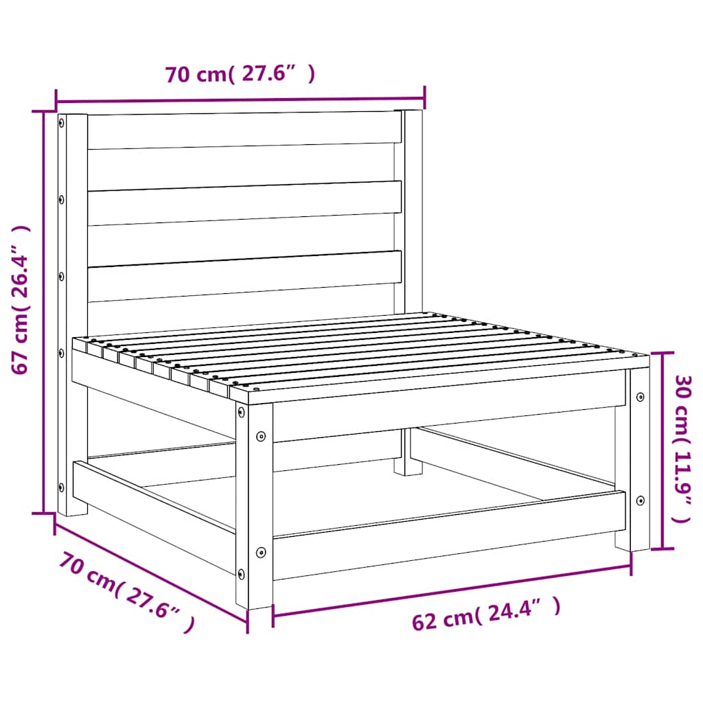 sofamoduler 3 stk. 70x70x67 cm uden armlæn massivt douglasgran