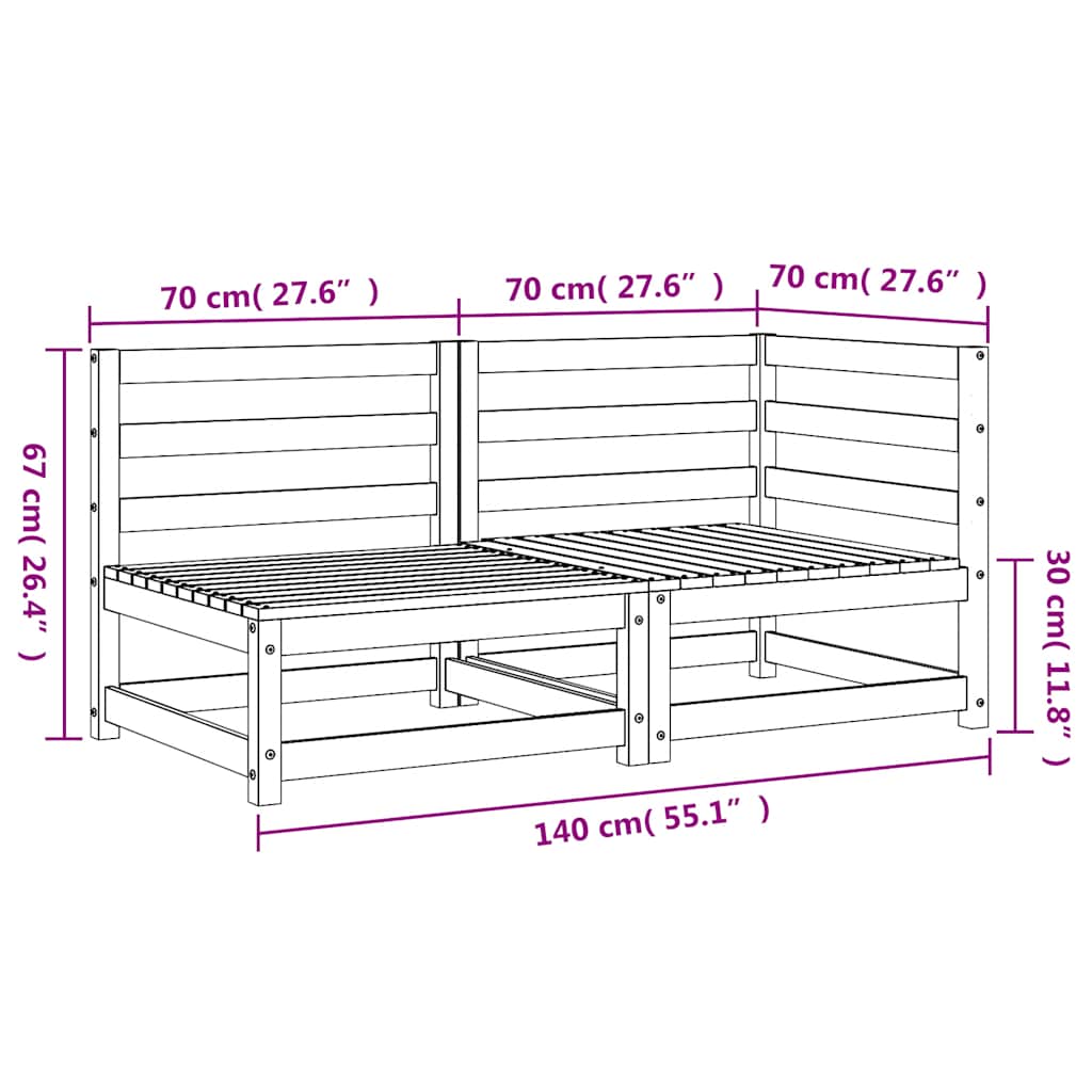 2-personers havesofa massivt fyrretræ gyldenbrun