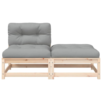 sofa med hynder og fodskammel uden armlæn