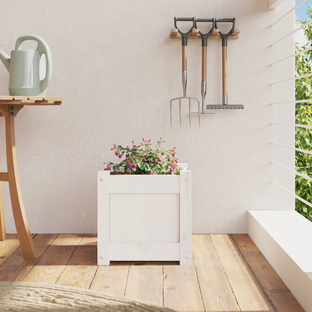 plantekasse 31x31x31 cm massivt fyrretræ hvid