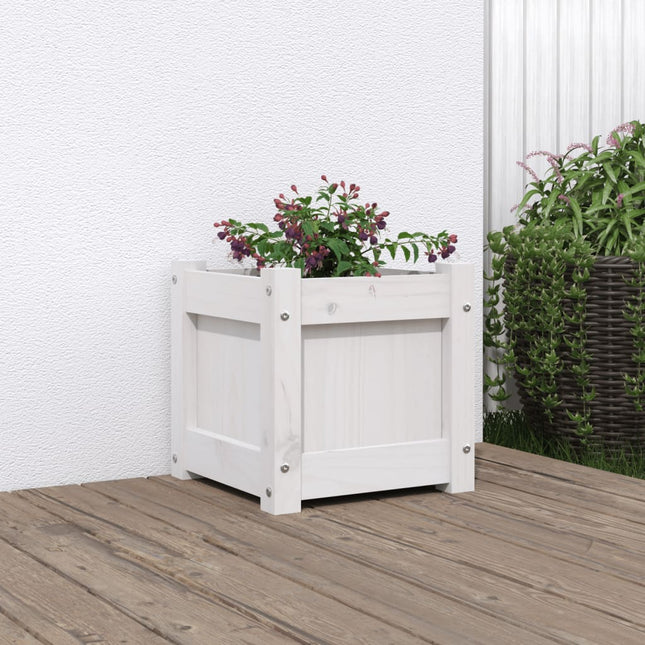 plantekasse 31x31x31 cm massivt fyrretræ hvid