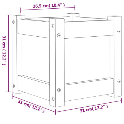 plantekasse 31x31x31 cm massivt fyrretræ gyldenbrun
