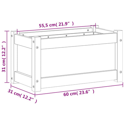 plantekasse 60x31x31 cm massivt fyrretræ gyldenbrun