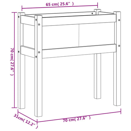 plantekasse med ben 70x31x70 cm massivt fyrretræ