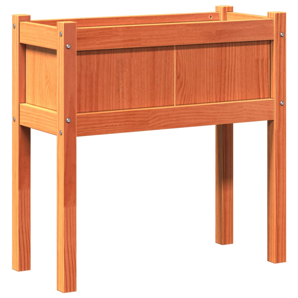 plantekasse med ben 70x31x70 cm massivt fyrretræ gyldenbrun