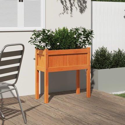plantekasse med ben 70x31x70 cm massivt fyrretræ gyldenbrun