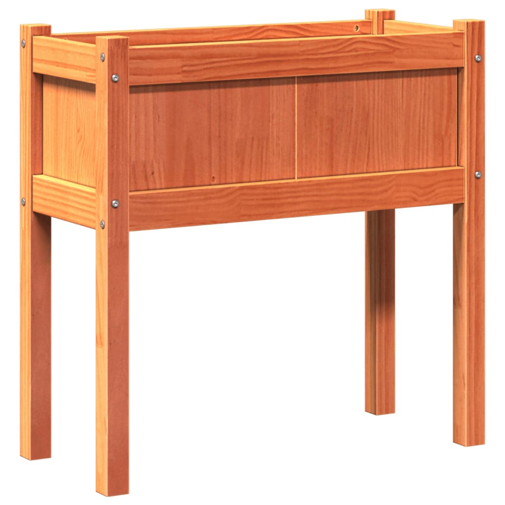 plantekasse med ben 70x31x70 cm massivt fyrretræ gyldenbrun