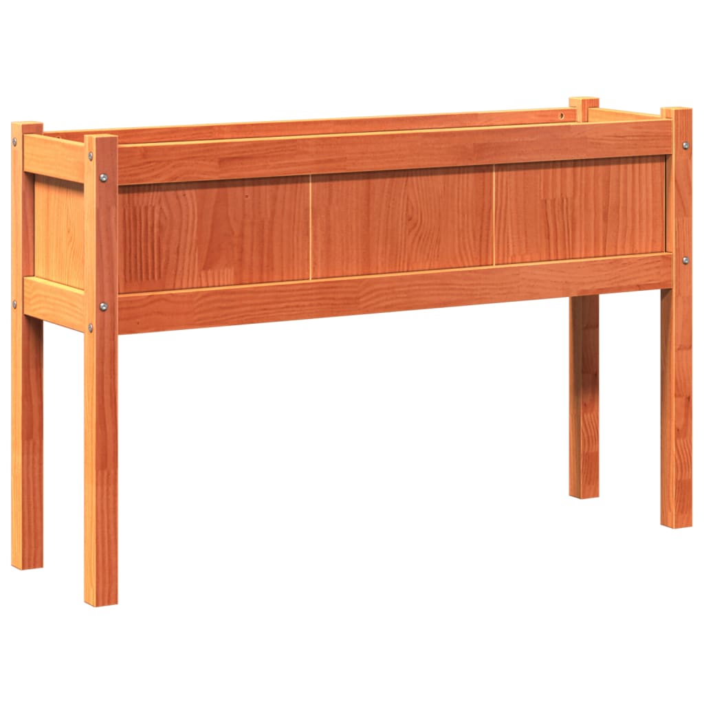 plantekasse med ben 110x31x70 cm massivt fyrretræ gyldenbrun