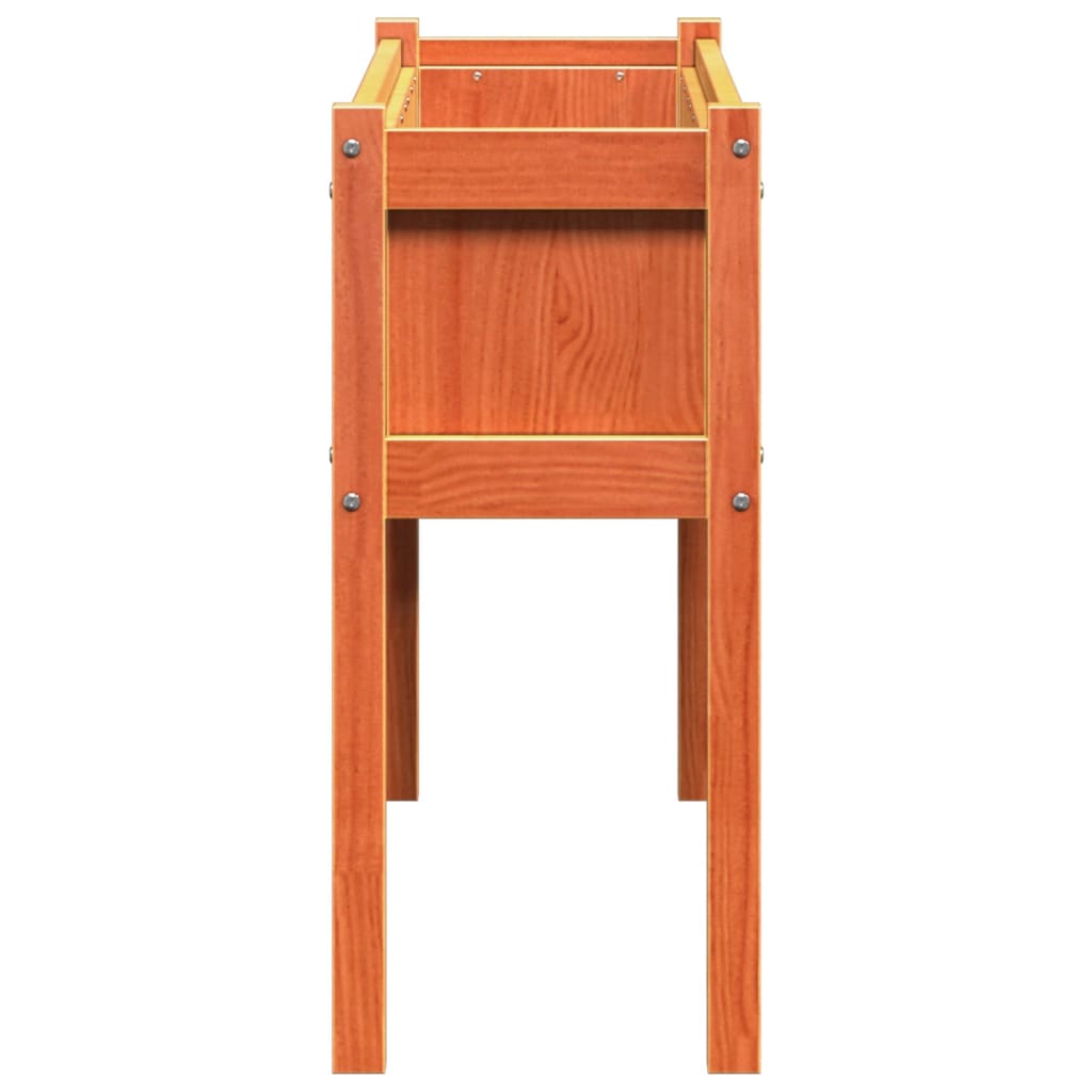 plantekasse med ben 110x31x70 cm massivt fyrretræ gyldenbrun