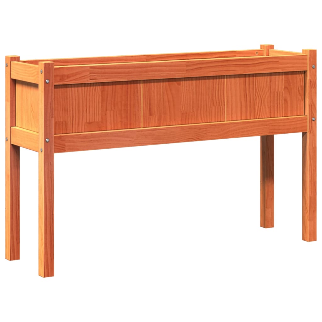 plantekasse med ben 110x31x70 cm massivt fyrretræ gyldenbrun