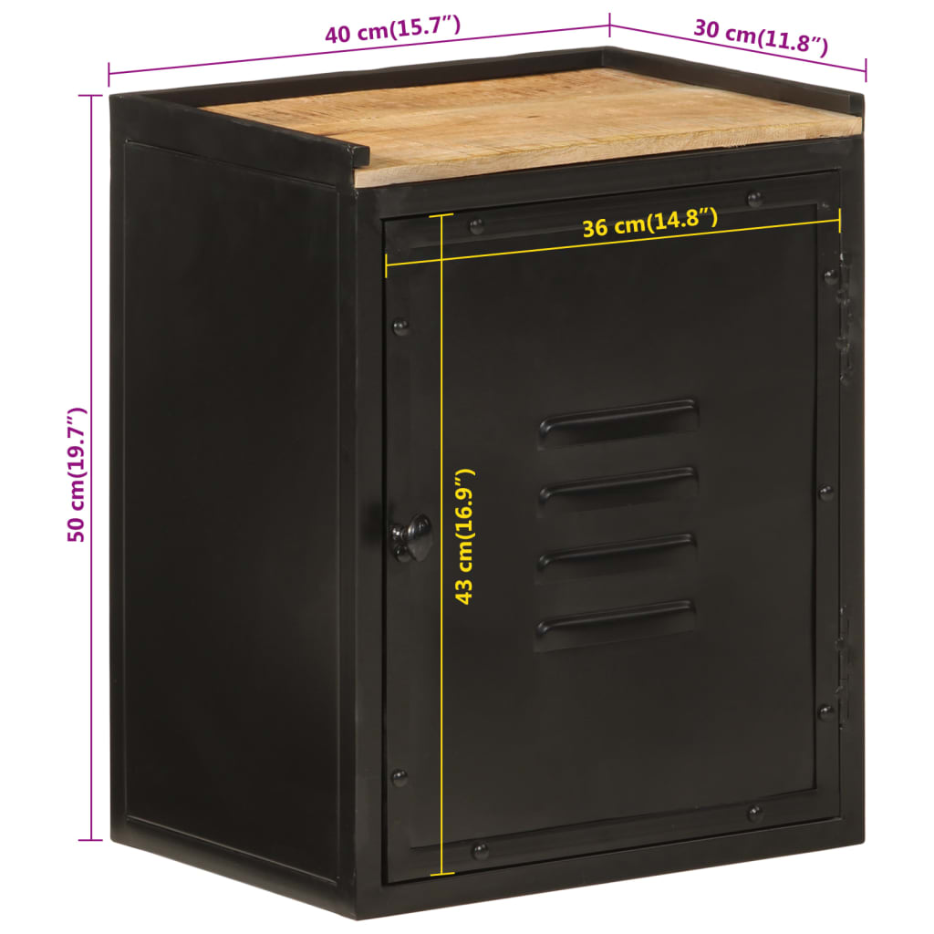 badeværelsesskab 40x30x50 cm jern og massivt mangotræ