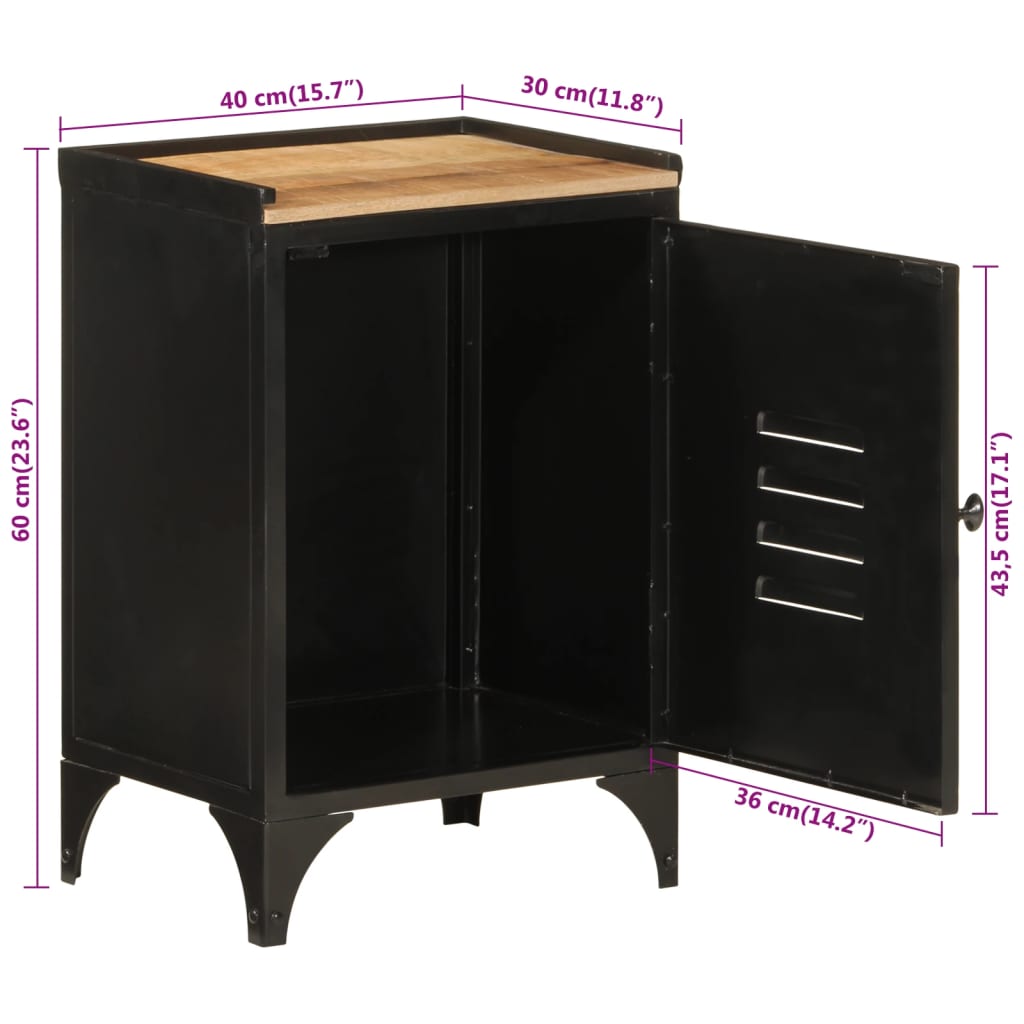 badeværelsesskab 40x30x60 cm jern og massivt mangotræ