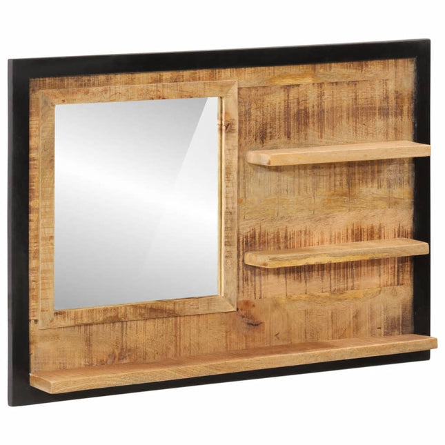 spejl med hylder 80x8x55 cm glas og massivt mangotræ