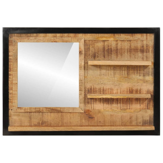 spejl med hylder 80x8x55 cm glas og massivt mangotræ