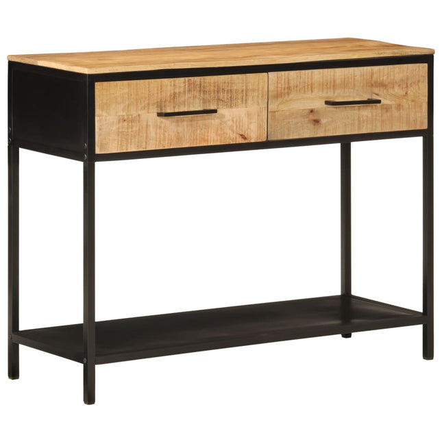 konsolbord 100x35x76 cm massivt mangotræ og jern