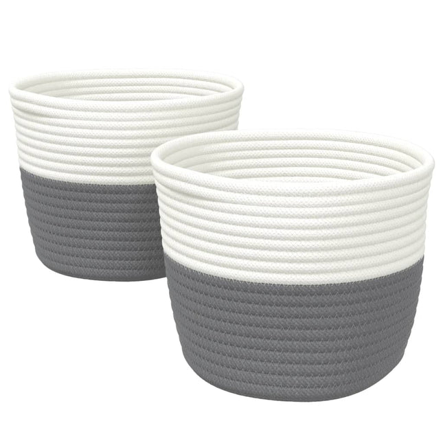 opbevaringskurve 2 stk. Ø24x18 cm bomuld grå og hvid