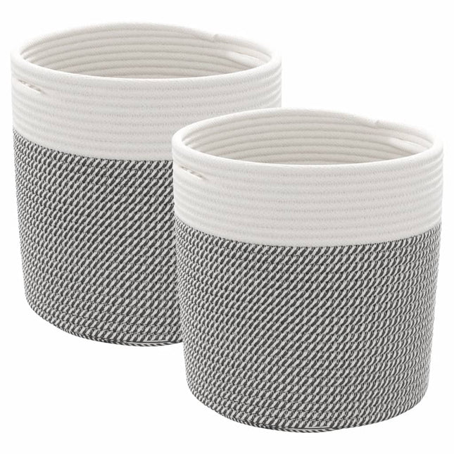 opbevaringskurve 2 stk. Ø28x28 cm bomuld grå og hvid