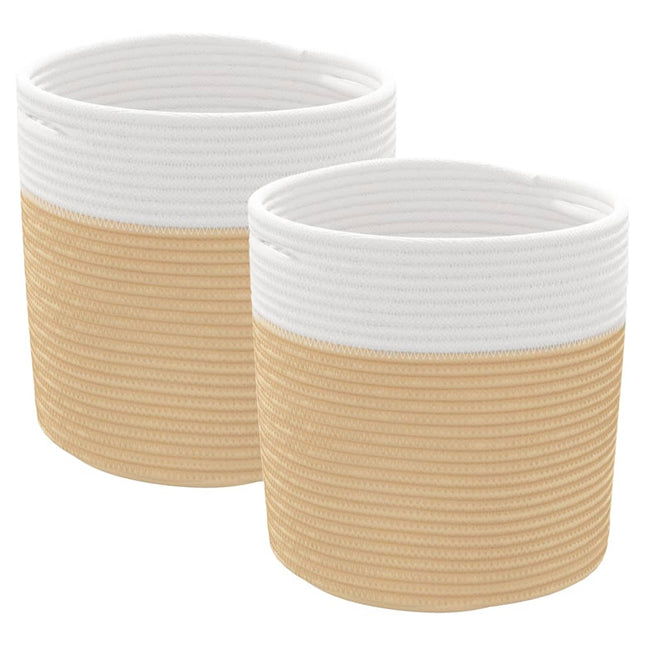 opbevaringskurve 2 stk. Ø28x28 cm bomuld beige og hvid