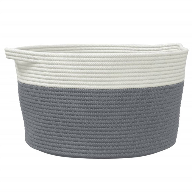 opbevaringskurv Ø40x25 cm bomuld grå og hvid