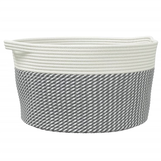 opbevaringskurv Ø40x25 cm bomuld grå og hvid