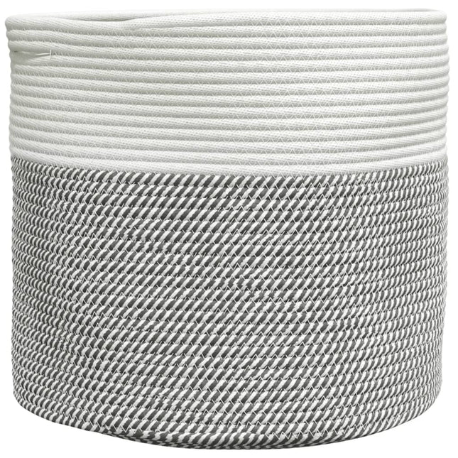 opbevaringskurv Ø40x35 cm bomuld grå og hvid