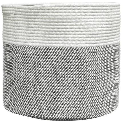 opbevaringskurv Ø40x35 cm bomuld grå og hvid