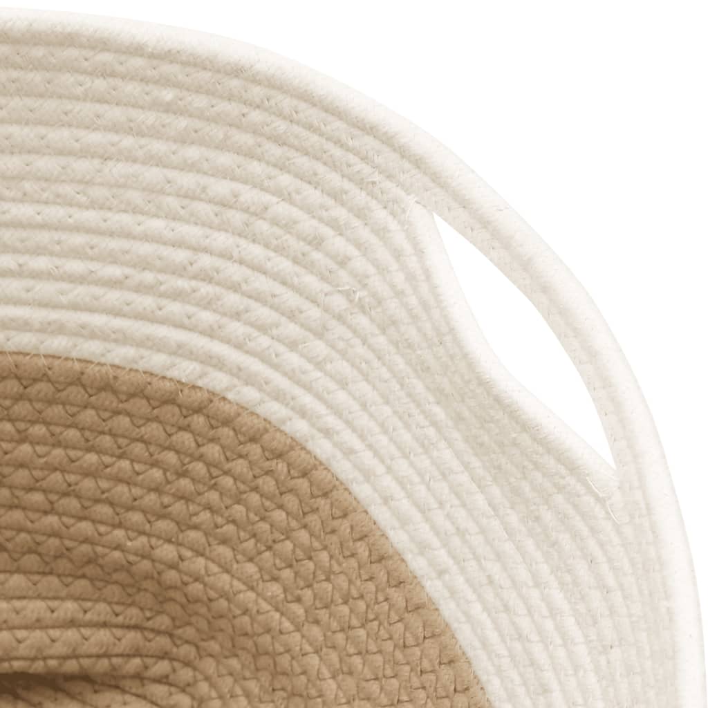opbevaringskurv Ø40x35 cm bomuld beige og hvid