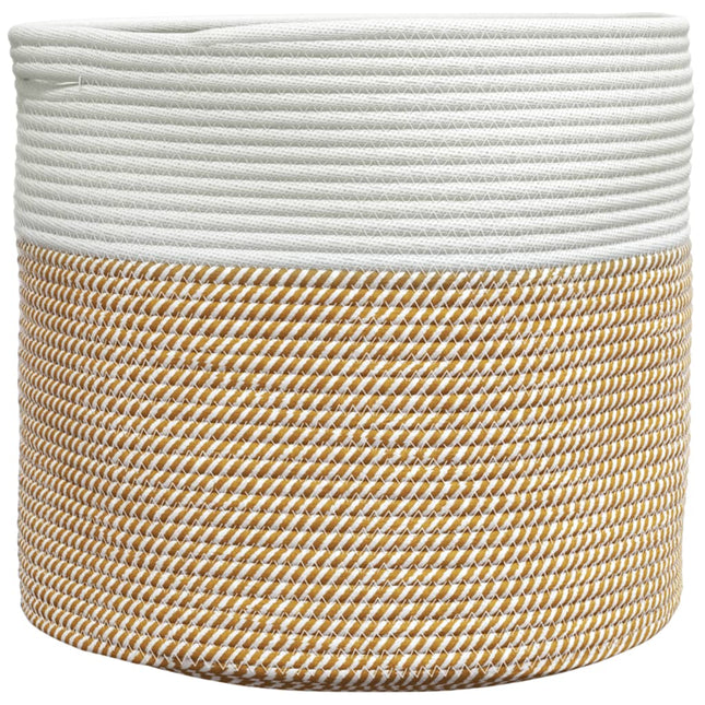 opbevaringskurv Ø40x35 cm bomuld brun og hvid