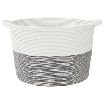 vasketøjskurv Ø60x36 cm bomuld grå og hvid
