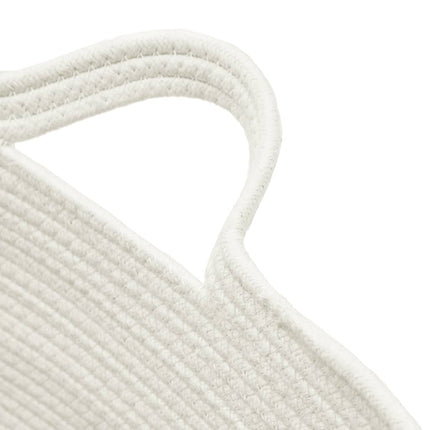 vasketøjskurv Ø60x36 cm bomuld beige og hvid
