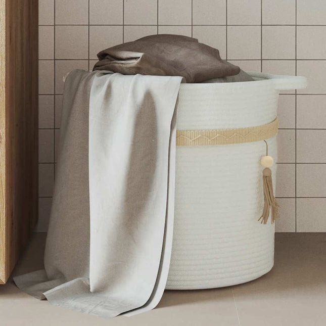 opbevaringskurv Ø38x36 cm bomuld hvid